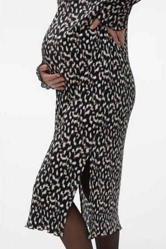 Mamalicious zwangerschapsjurk MLAMALIA met all over print zwart wit Dames Polyester Boothals XL - Foto 3