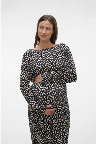 Mamalicious zwangerschapsjurk MLAMALIA met all over print zwart wit Dames Polyester Boothals XL - Foto 2