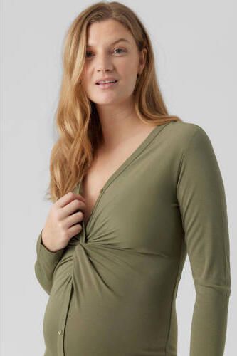 Mamalicious zwangerschapsjurk MLBEA groen Dames Viscose V-hals Effen XL - Foto 3
