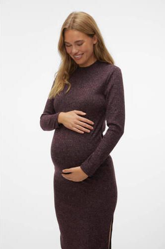Mamalicious zwangerschapsjurk MLCLARA bordeauxrood Dames Polyester Opstaande kraag XL - Foto 4
