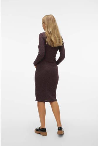 Mamalicious zwangerschapsjurk MLCLARA bordeauxrood Dames Polyester Opstaande kraag XL - Foto 3