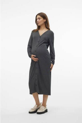 Mamalicious zwangerschapsjurk MLELLY grijs Dames Polyester V-hals Effen XXL - Foto 4