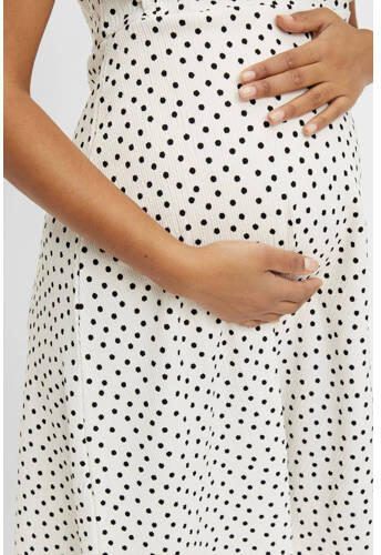 Mamalicious zwangerschapsjurk MLEVELIN met stippen en ruches wit zwart Dames Polyester Ronde hals XXL - Foto 2