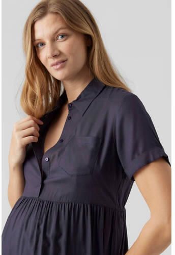 Mamalicious zwangerschapsjurk MLMELANI donkerblauw Dames Viscose Klassieke kraag XL - Foto 3