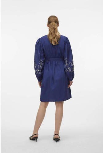 Mamalicious zwangerschapsjurk MLNANAZ met printopdruk en plooien blauw Dames Viscose V-hals XL - Foto 2