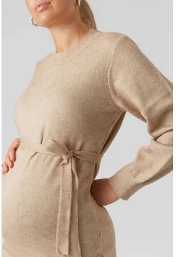 Mamalicious zwangerschapsjurk MLNEWANNE van polyester zand Beige Effen XXL - Foto 3