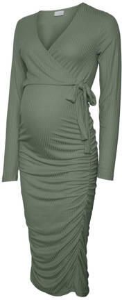 Mamalicious zwangerschapsjurk mosgroen Dames Stretchkatoen Overslagkraag XXL - Foto 1