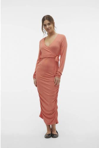 Mamalicious zwangerschapsjurk zalmroze Dames Stretchkatoen Overslagkraag XXL - Foto 2