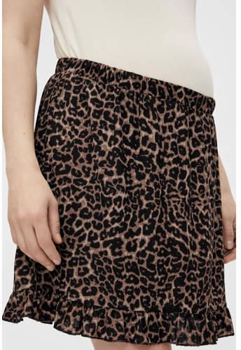 Mamalicious zwangerschapsrok MLLIESYA met panterprint en volant bruin zwart Dames Polyester XL - Foto 2