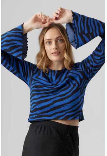 Mamalicious zwangerschapstop MLZILLE met all over print blauw zwart Dames Viscose Ronde hals XL