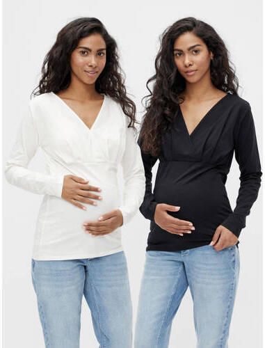 Mamalicious Zwangerschapsshirt met lange mouwen in wikkellook model 'Emma' in een set van 2 stuks