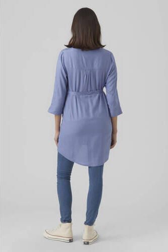 Mamalicious zwangerschapstuniek MLMERCY met ceintuur lichtblauw Dames Viscose Ronde hals XL - Foto 4