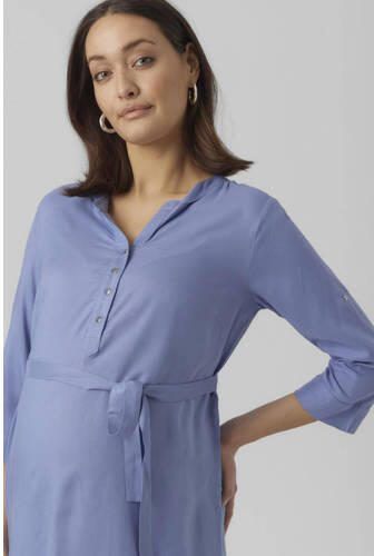 Mamalicious zwangerschapstuniek MLMERCY met ceintuur lichtblauw Dames Viscose Ronde hals XL - Foto 2