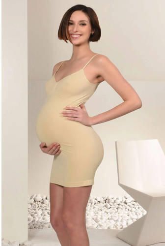 Mamsy zwangerschapsonderjurk beige Dames Polyamide Effen XL 2XL - Foto 4