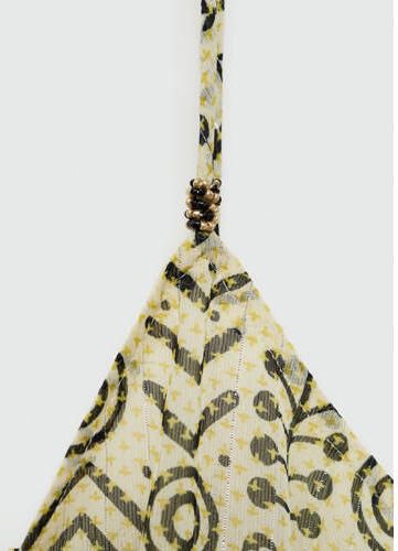 Mango Kids A-lijn jurk met all over print groengeel Meisjes Polyester V-hals 152(XXS)