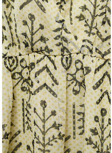 Mango Kids A-lijn jurk met all over print groengeel Meisjes Polyester V-hals 152(XXS) - Foto 2