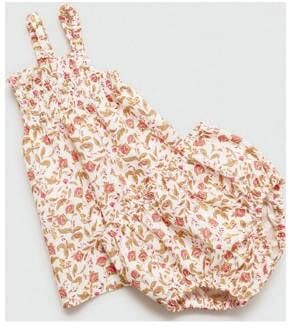 Mango Kids baby jurk + bloomer broekje groen beige roze Meisjes Katoen Vierkante hals 86 - Foto 1