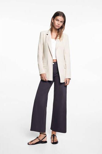 Mango Kids blazer beige Meisjes Linnen V-hals Effen 152(XXS)