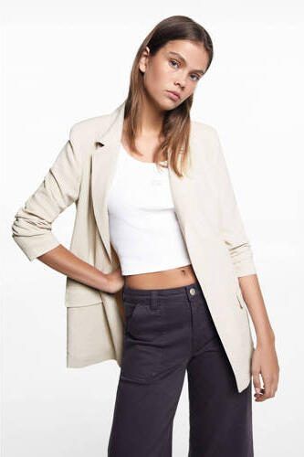Mango Kids blazer beige Meisjes Linnen V-hals Effen 152(XXS) - Foto 3