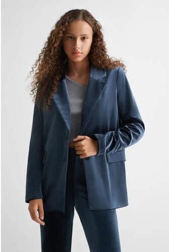 Mango Kids blazer marinieblauw Meisjes Polyester Reverskraag Effen 152(XXS)