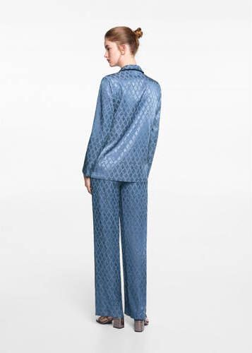 Mango Kids blazer met all over print blauw Meisjes Viscose V-hals All over print 152(XXS) - Foto 2