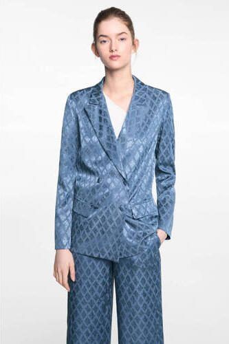 Mango Kids blazer met all over print blauw Meisjes Viscose V-hals All over print 152(XXS) - Foto 3