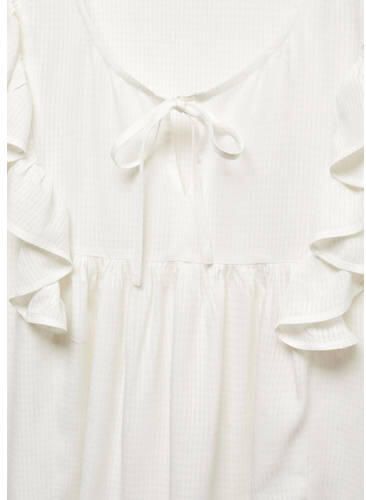 Mango Kids blouse ecru Meisjes Viscose V-hals Effen 152(XXS)