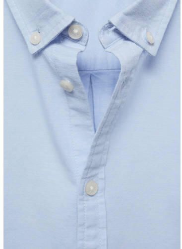Mango Kids blouse lichtblauw Meisjes Katoen Klassieke kraag Effen 128