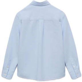 Mango Kids blouse lichtblauw Meisjes Katoen Klassieke kraag Effen 128 - Foto 3