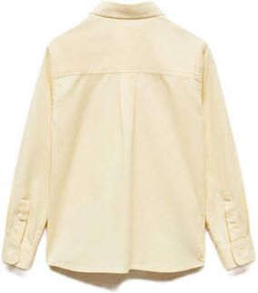 Mango Kids blouse lichtgeel Overhemd Jongens Katoen Klassieke kraag Effen 128
