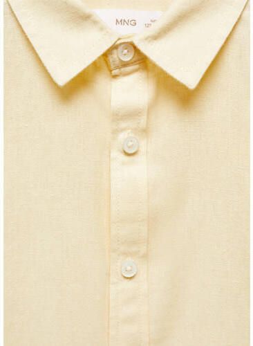 Mango Kids blouse lichtgeel Overhemd Jongens Katoen Klassieke kraag Effen 128 - Foto 2