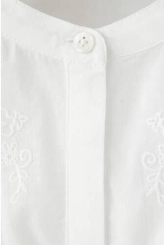 Mango Kids blouse met borduursels wit Meisjes Katoen Ronde hals Effen