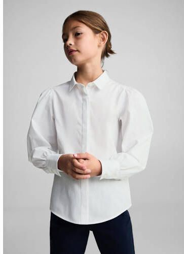 Mango Kids blouse wit Meisjes Katoen Klassieke kraag Effen 128