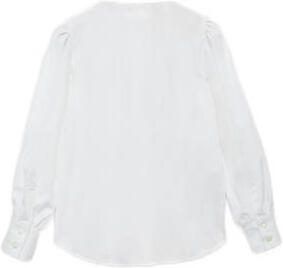 Mango Kids blouse wit Meisjes Katoen Klassieke kraag Effen 128 - Foto 3