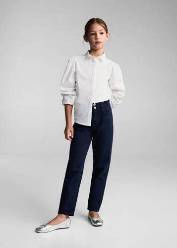 Mango Kids blouse wit Meisjes Katoen Klassieke kraag Effen 128 - Foto 2