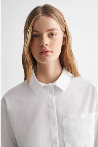Mango Kids blouse wit Meisjes Katoen Klassieke kraag Effen 152(XXS) - Foto 3