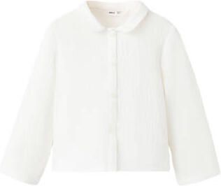 Mango Kids blouse wit Meisjes Katoen Klassieke kraag Effen
