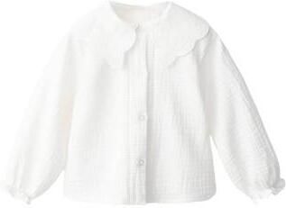 Mango Kids blouse wit Meisjes Katoen Peter Pan-kraag Effen