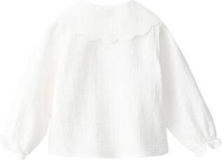 Mango Kids blouse wit Meisjes Katoen Peter Pan-kraag Effen - Foto 3