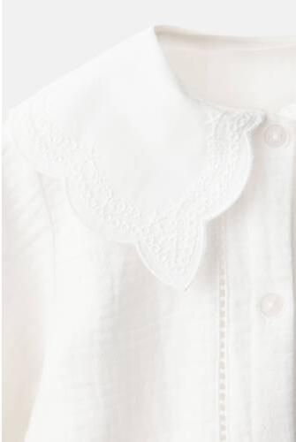 Mango Kids blouse wit Meisjes Katoen Peter Pan-kraag Effen - Foto 2
