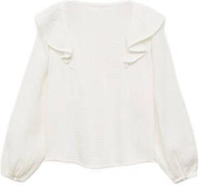 Mango Kids blouse wit Meisjes Katoen Ronde hals Effen 122