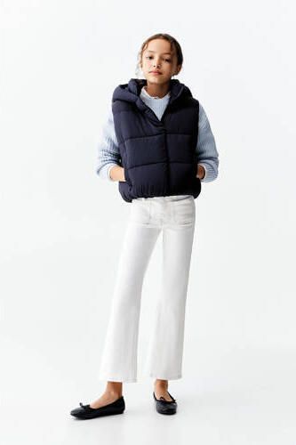 Mango Kids bodywarmer donkerblauw Meisjes Polyamide Capuchon Effen 116
