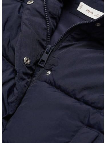 Mango Kids bodywarmer donkerblauw Meisjes Polyamide Capuchon Effen 116 - Foto 2