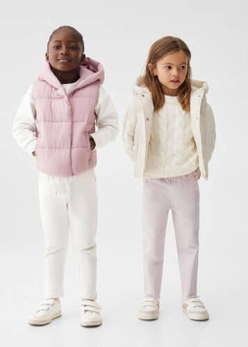 Mango Kids bodywarmer ecru Meisjes Polyamide Capuchon Effen 104 - Foto 2