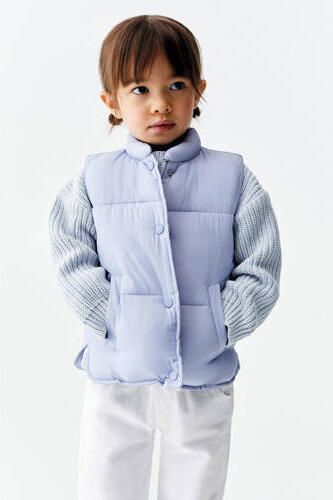 Mango Kids bodywarmer lichtblauw Meisjes Polyamide Opstaande kraag Effen 104 - Foto 3