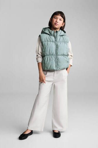 Mango Kids bodywarmer met all over print groen Meisjes Polyester Capuchon 116
