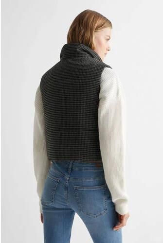 Mango Kids bodywarmer met pied-de-poule zwart wit Meisjes Polyester Opstaande kraag 158(XS)