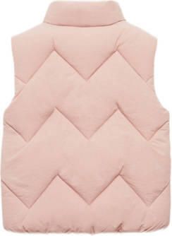 Mango Kids bodywarmer roze Meisjes Polyamide Opstaande kraag Effen 116