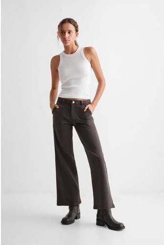 Mango Kids broek antraciet Grijs Meisjes Katoen Effen 152(XXS)