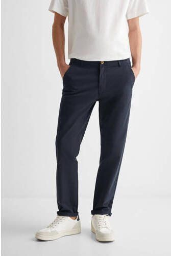 Mango Kids broek donkerblauw Jongens Katoen Effen 158(XXS)
